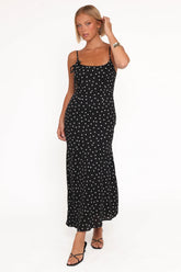 Lexia Midi Dress - Black Polka Dot