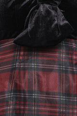 Amelie Bow Front One Shoulder Midi Dress - Red Plaid