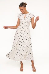 Darline Midi Dress - White Polka Dot