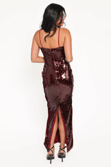 Orlena Sequin Midi Dress - Burgundy