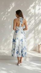 Maribel Floral Halter Midi Dress
