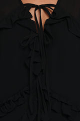 Magnolia Long Sleeve Mini Dress - Black