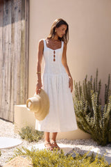 Romance Stitched Maxi Dress White