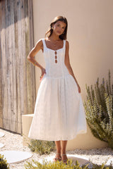 Romance Stitched Maxi Dress White