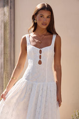 Romance Stitched Maxi Dress White