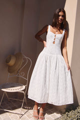 Romance Stitched Maxi Dress White