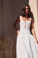 Romance Stitched Maxi Dress White