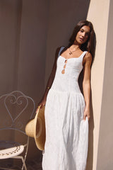 Romance Stitched Maxi Dress White