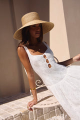 Romance Stitched Maxi Dress White