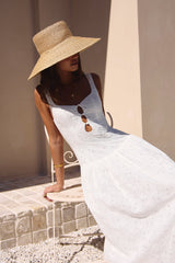Romance Stitched Maxi Dress White