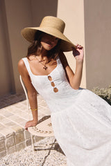 Romance Stitched Maxi Dress White
