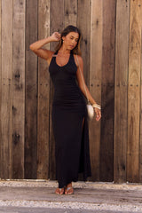 Midnight Whispers Halter Maxi Dress Black
