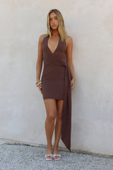 Clear Visions Halter Mini Dress Brown