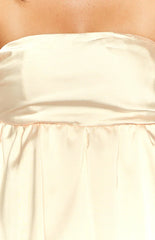 Jamie Cream Satin Strapless Mini Dress