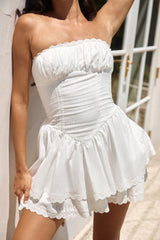 Country Darling Strapless Mini Dress White