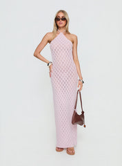 Jorda Halter Crochet Maxi Dress Pink