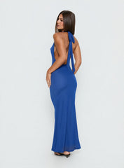 Jazminah Halter Cowl Neck Maxi Dress Royal Blue