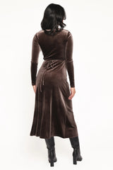 Darby Long Sleeve Midi Dress - Dark Brown