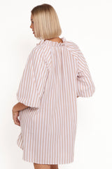 Doran Mini Dress - Beige White