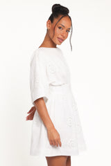 Camila Open Back Mini Dress - White