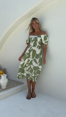 Ilene Midi Dress - Sage Print