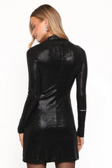 Taylor Metallic Mini Dress - Black