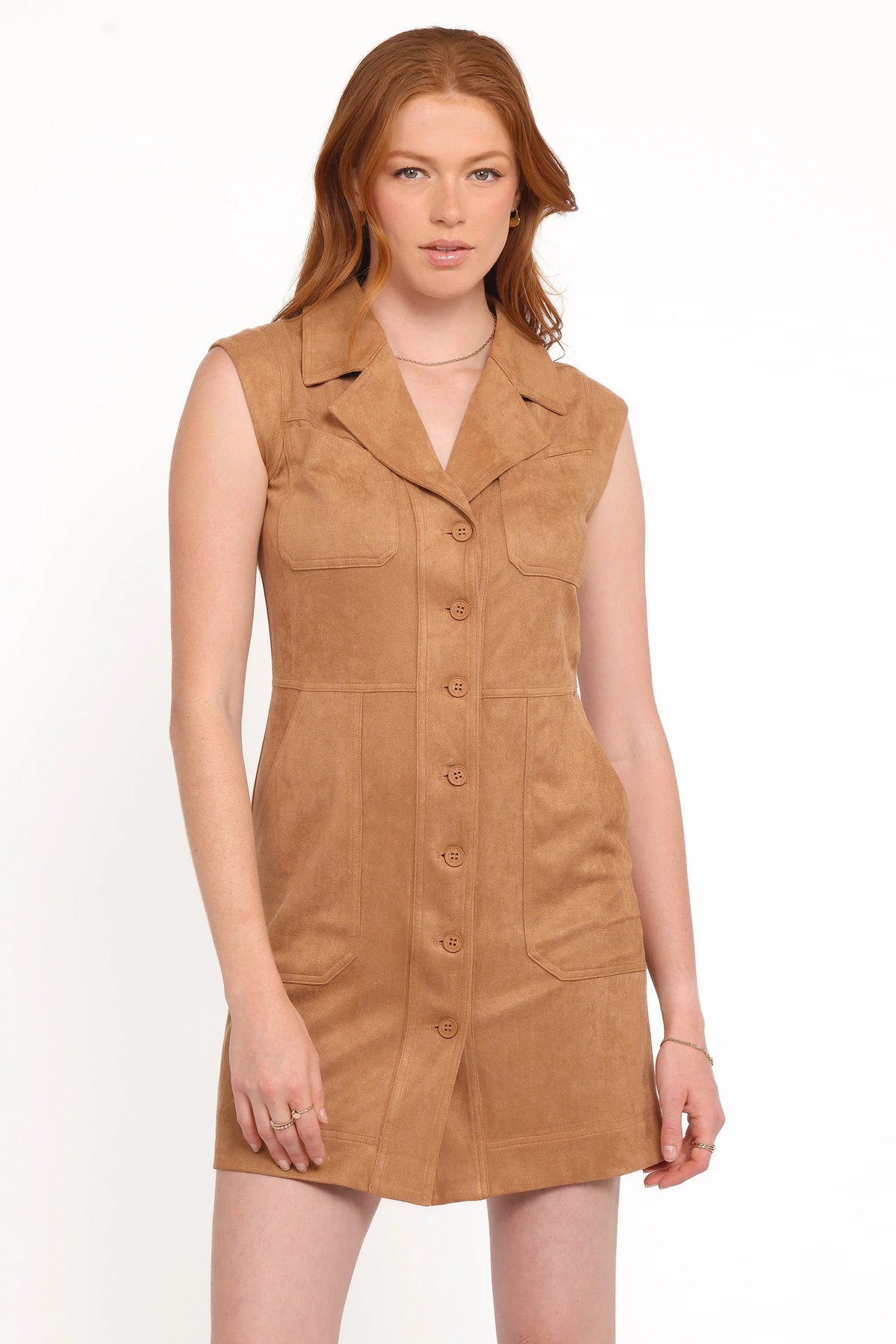 Xoey Suede Mini Dress - Camel