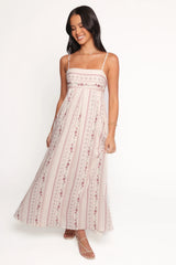 Amaris Maxi Dress - Ivory Mauve Floral