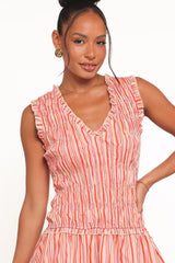 Leabrook Mini Dress - Peach Stripe