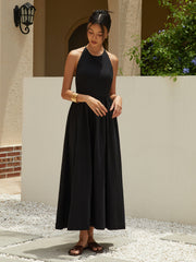 Solid Halter Long Dress
