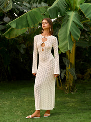 Semi-Sheer Knit Cut-Out Dress