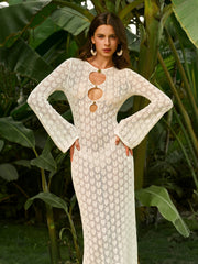 Semi-Sheer Knit Cut-Out Dress