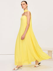 Halter Neck Chiffon Maxi Dress