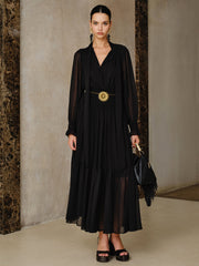 Chiffon Maxi Dress with Scarf