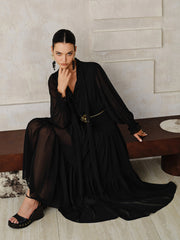 Chiffon Maxi Dress with Scarf