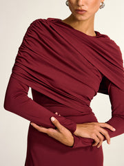 Draped Long Sleeve Maxi Dress