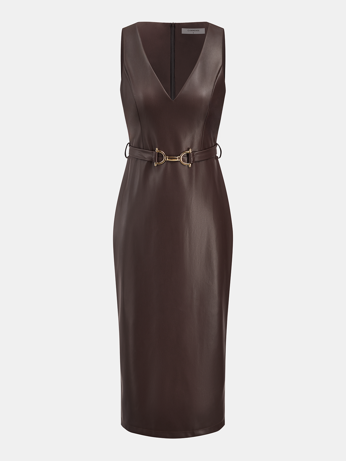 Faux Leather Sleeveless Midi Dress