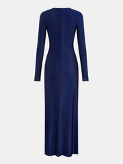 Ruched Long-Sleeve Maxi Dress