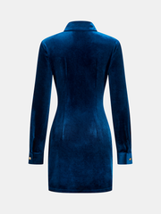 Ruched Velvet Shirt Dress