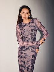 Tie-Dye Sheer Maxi Dress