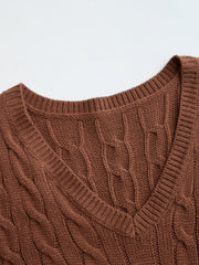 Cable-Knit V-Neck Maxi Sweater Dress