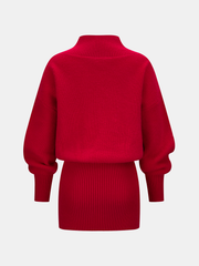 Wrap V-Neck Ribbed Knit Mini Dress