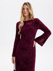 Floral-Jacquard Backless Maxi Dress