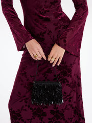Floral-Jacquard Backless Maxi Dress