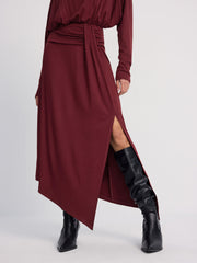 Long Sleeve Ruched Slit Maxi Dress