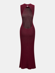 Backless Glitter Knit Sleeveless Maxi Dress