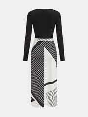 Optical-Illusion Abstract Print Asymmetric Wrap Dress