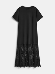 Lace Panel Short Sleeve Maxi Dress