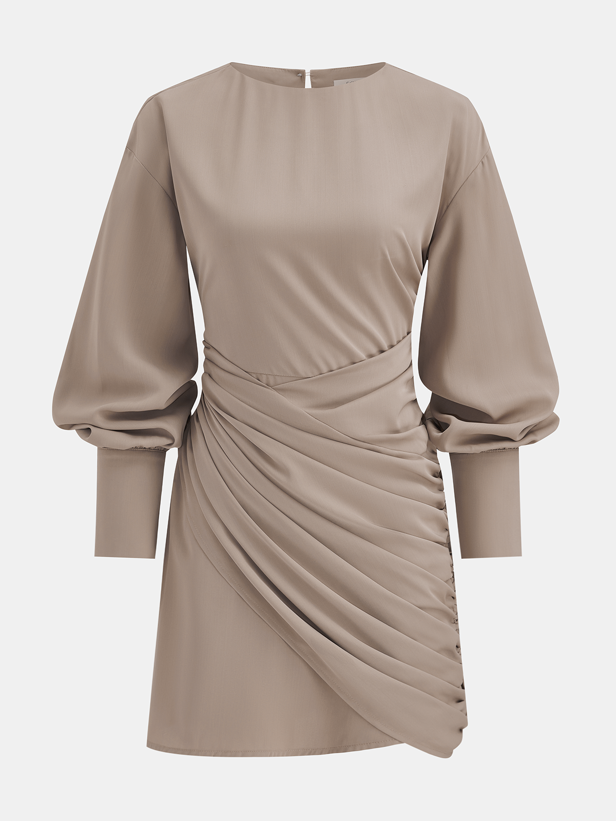Bishop Sleeve Draped Mini Dress