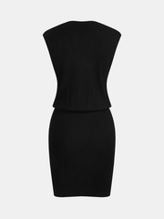 Sleeveless Button Front Bodycon Knit Dress